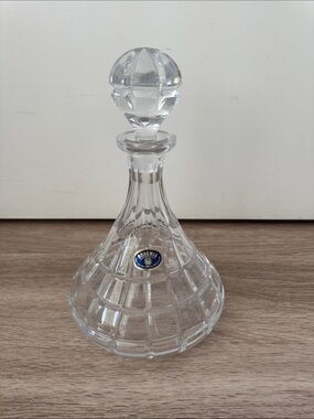 Vintage Bohemia Czechoslovakia Hand Cut Lead Crystal Decanter 11”